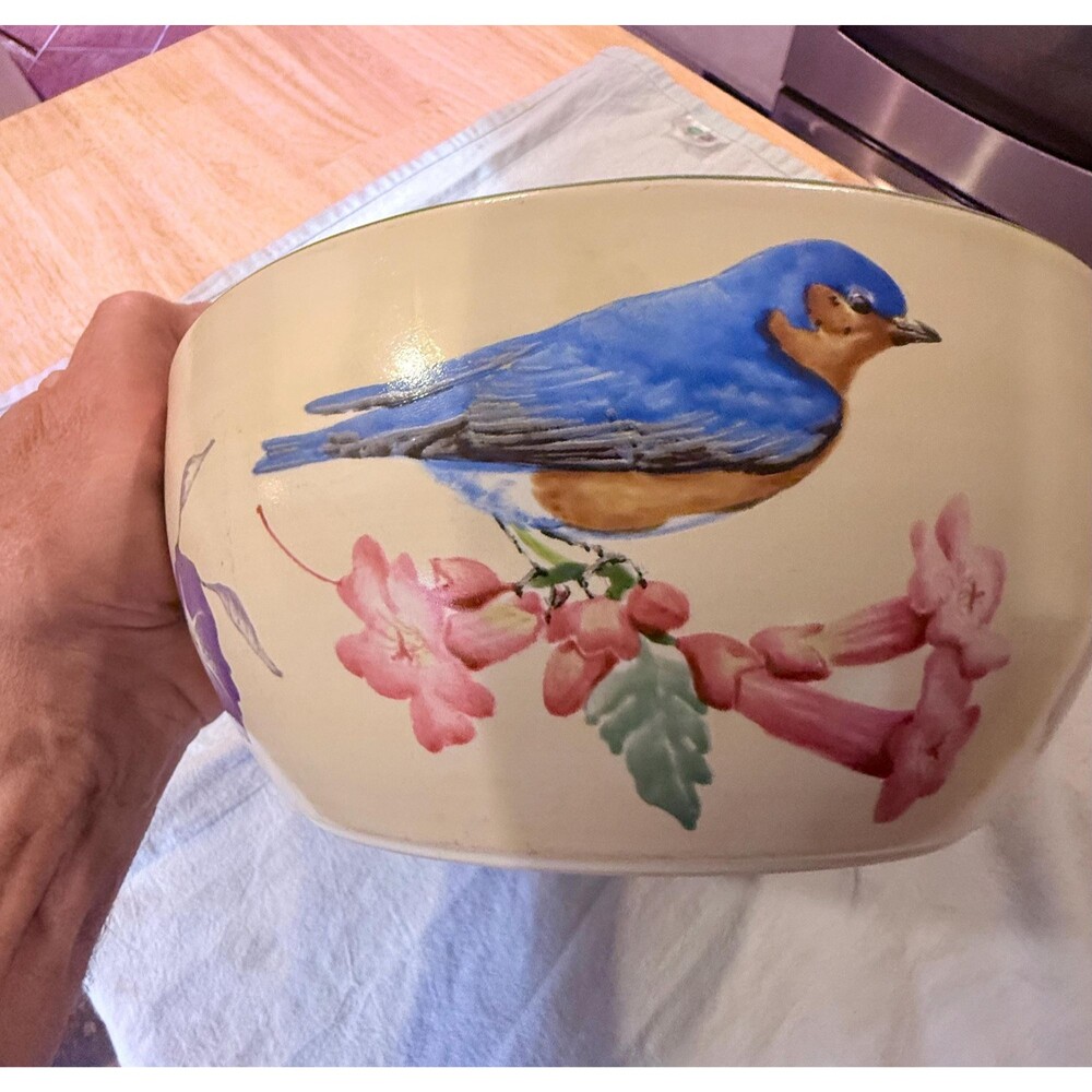 Lenox Summer Greetings Large Serving Bowl-Hummingbird- Oriole- Bluebird- Goldfin